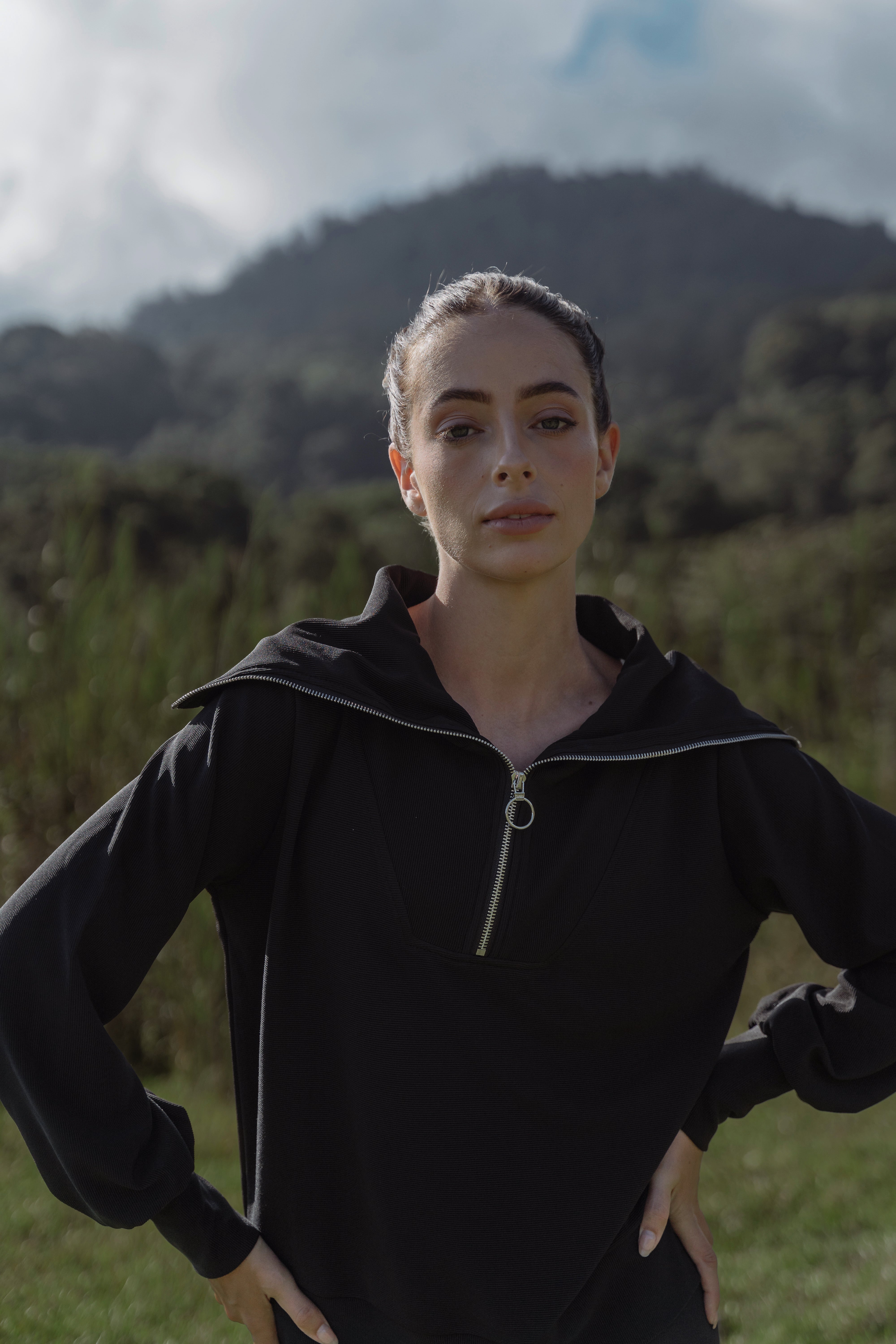 Lyra Long Half Zip Sweater Black