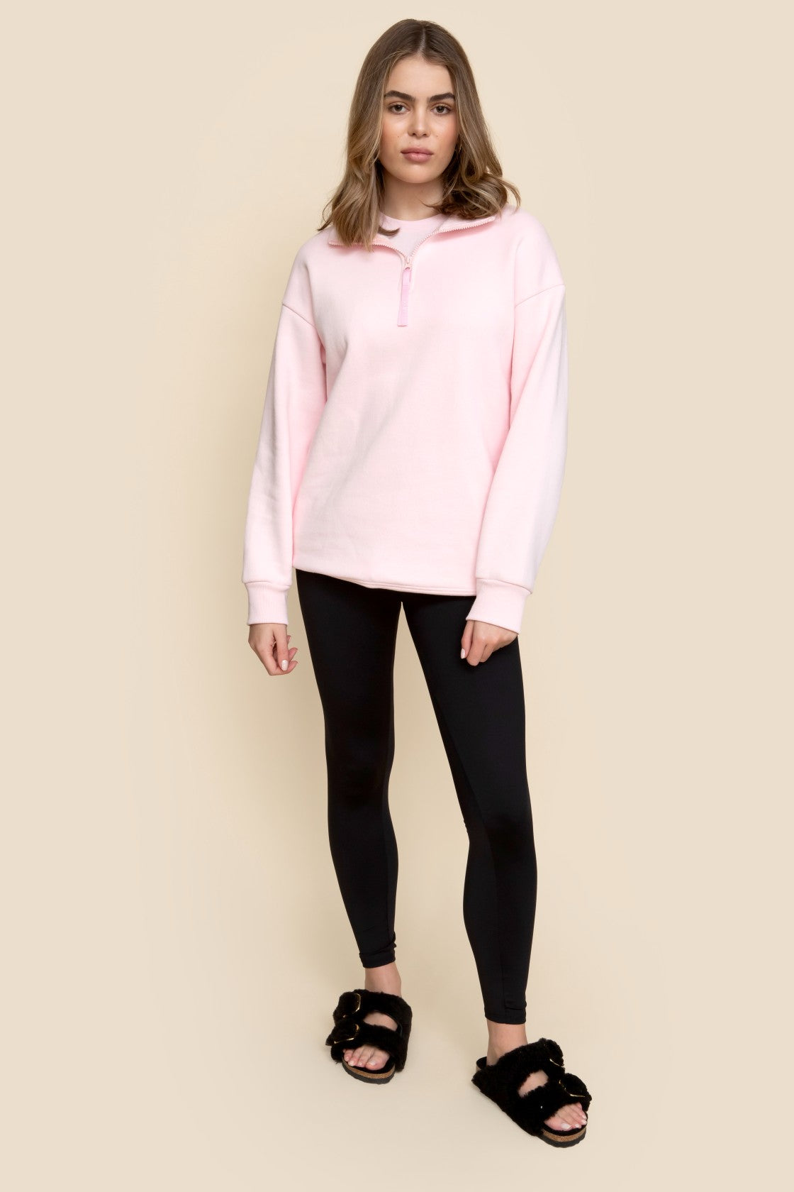 Alora Pink Half Zip Sweater