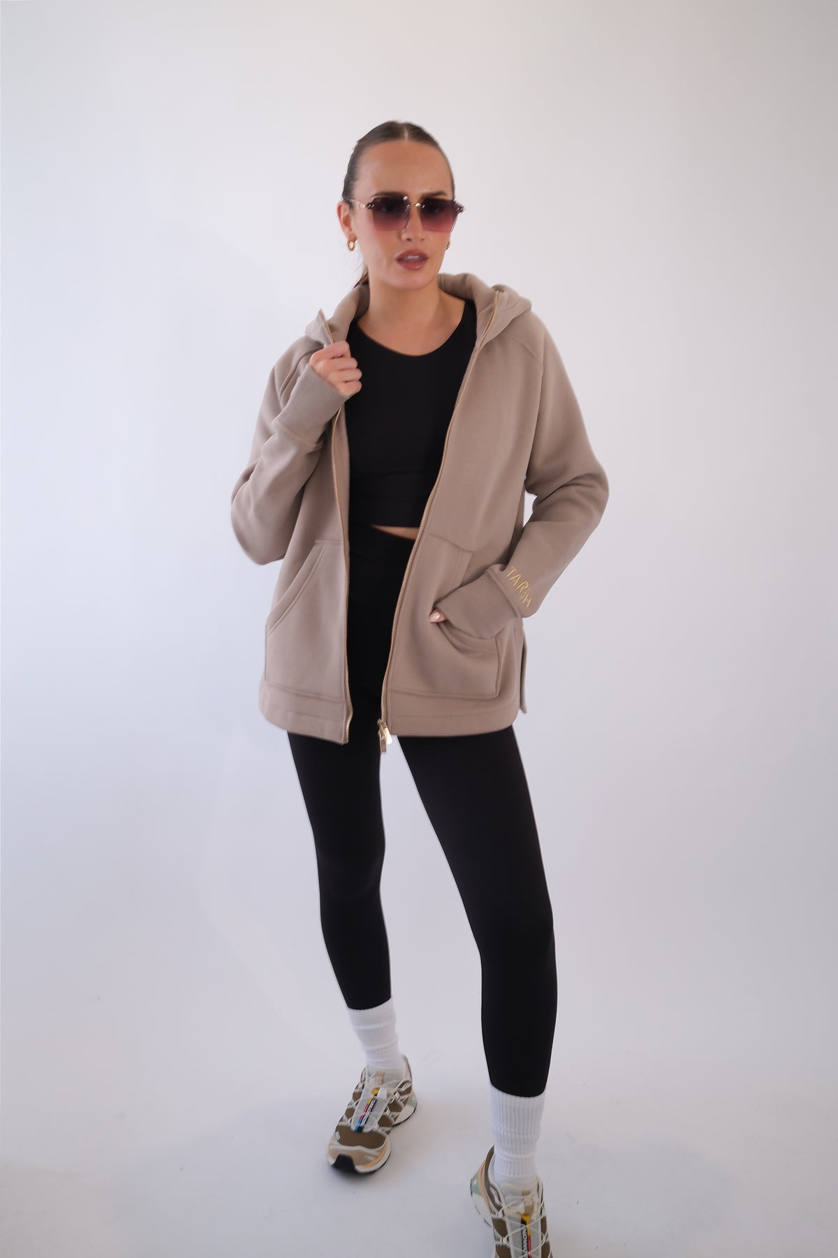LENI FULL ZIP HOODIE TAUPE