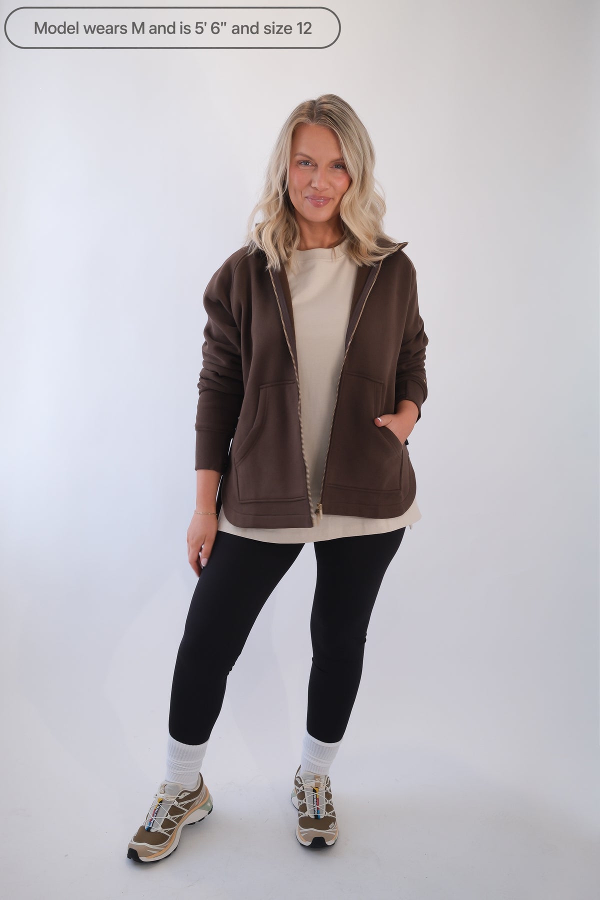 LENI FULL ZIP HOODIE BROWN