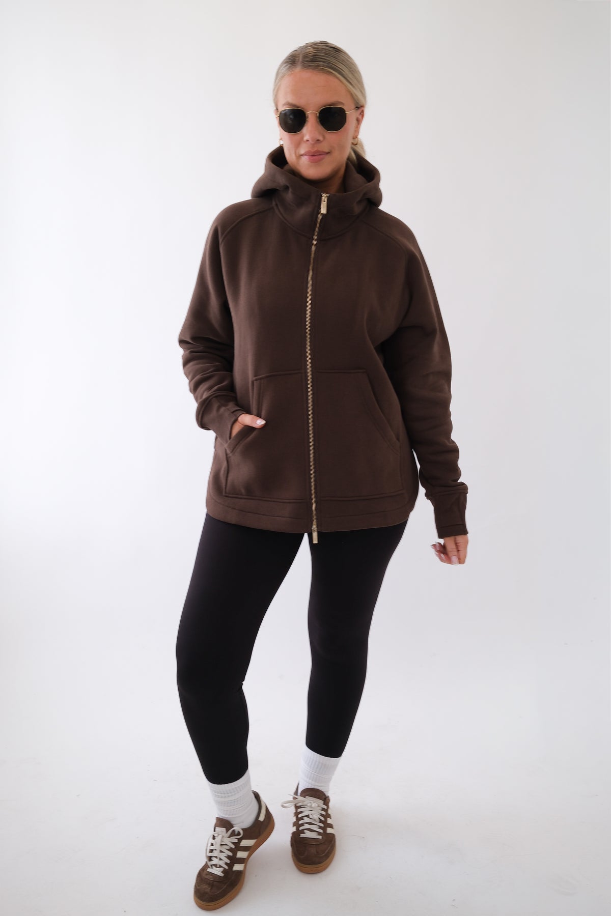 LENI FULL ZIP HOODIE BROWN