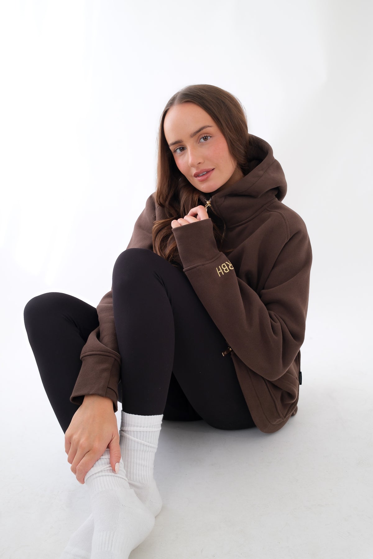 LENI FULL ZIP HOODIE BROWN
