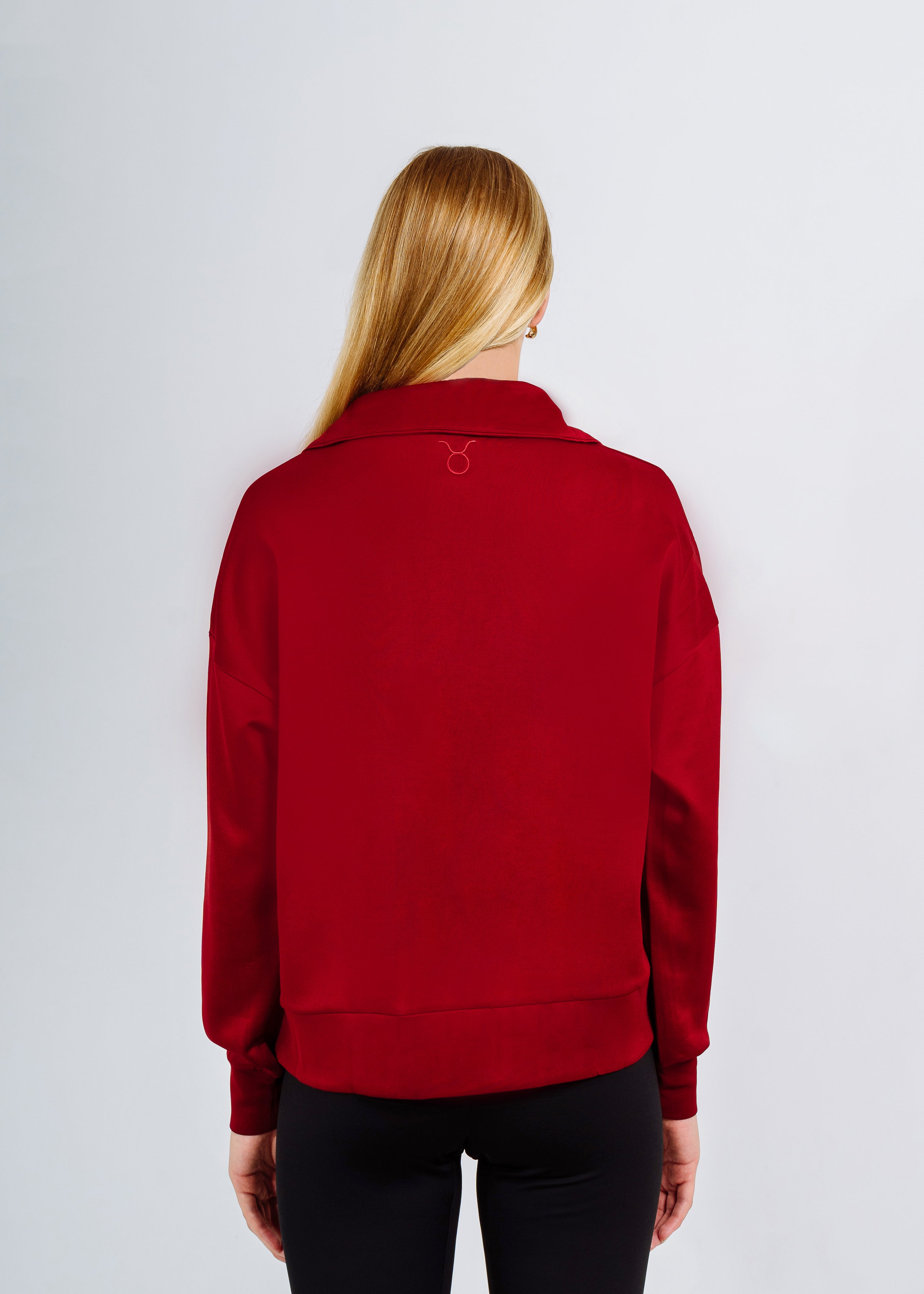 LUMI SATIN LINED HALF ZIP DARK CHERRY