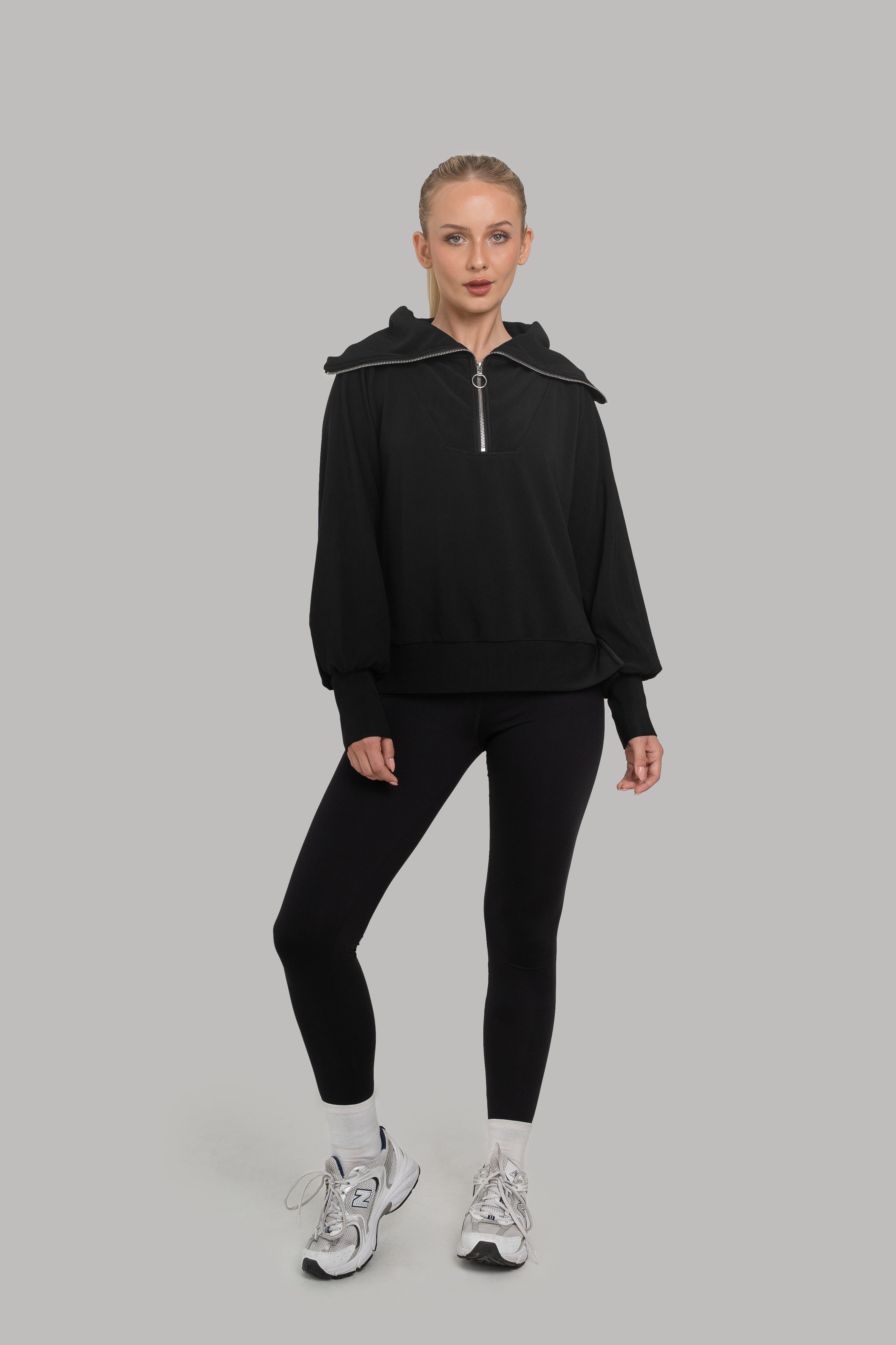 Lyra Long Half Zip Sweater Black