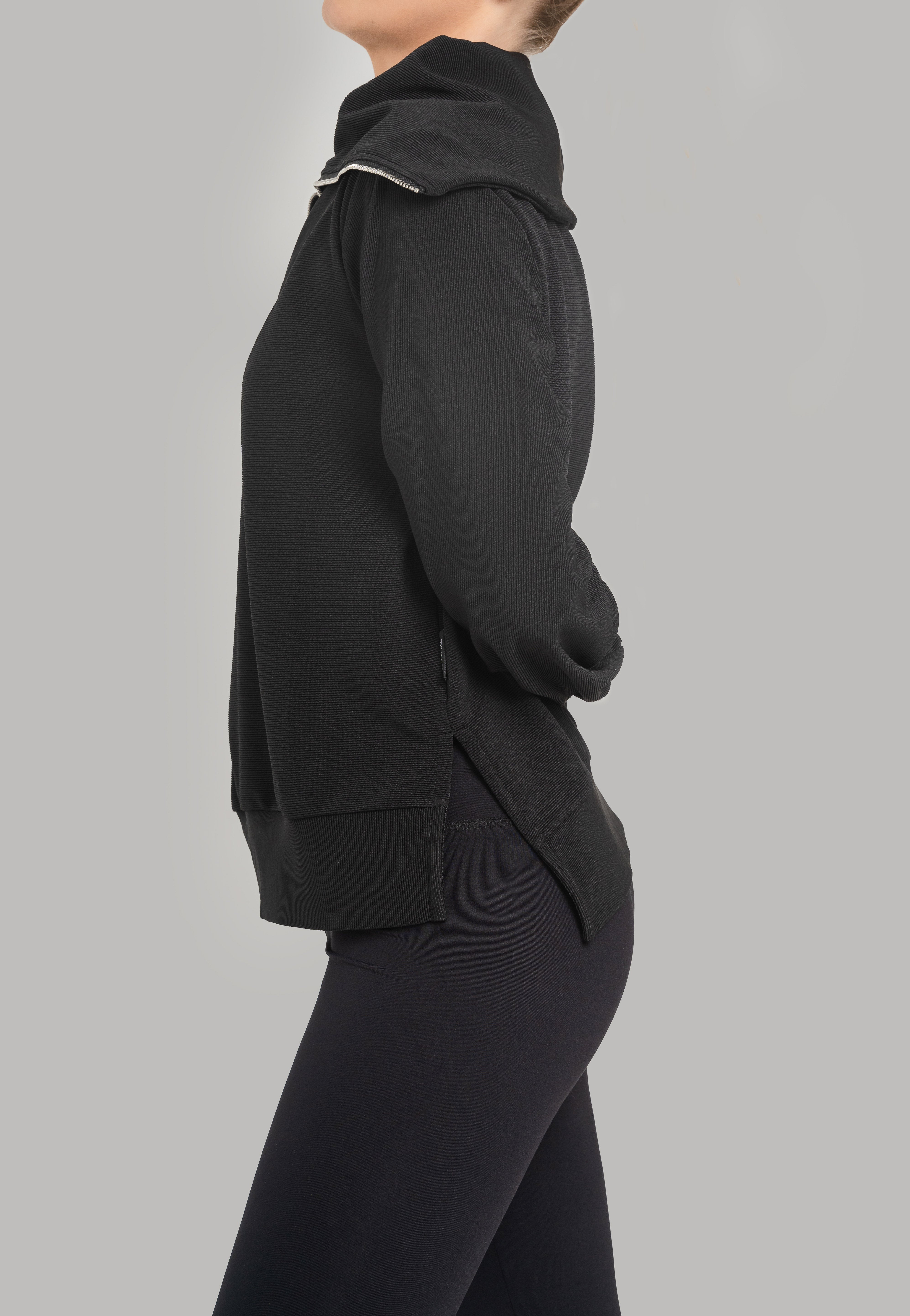 Lyra Long Half Zip Sweater Black