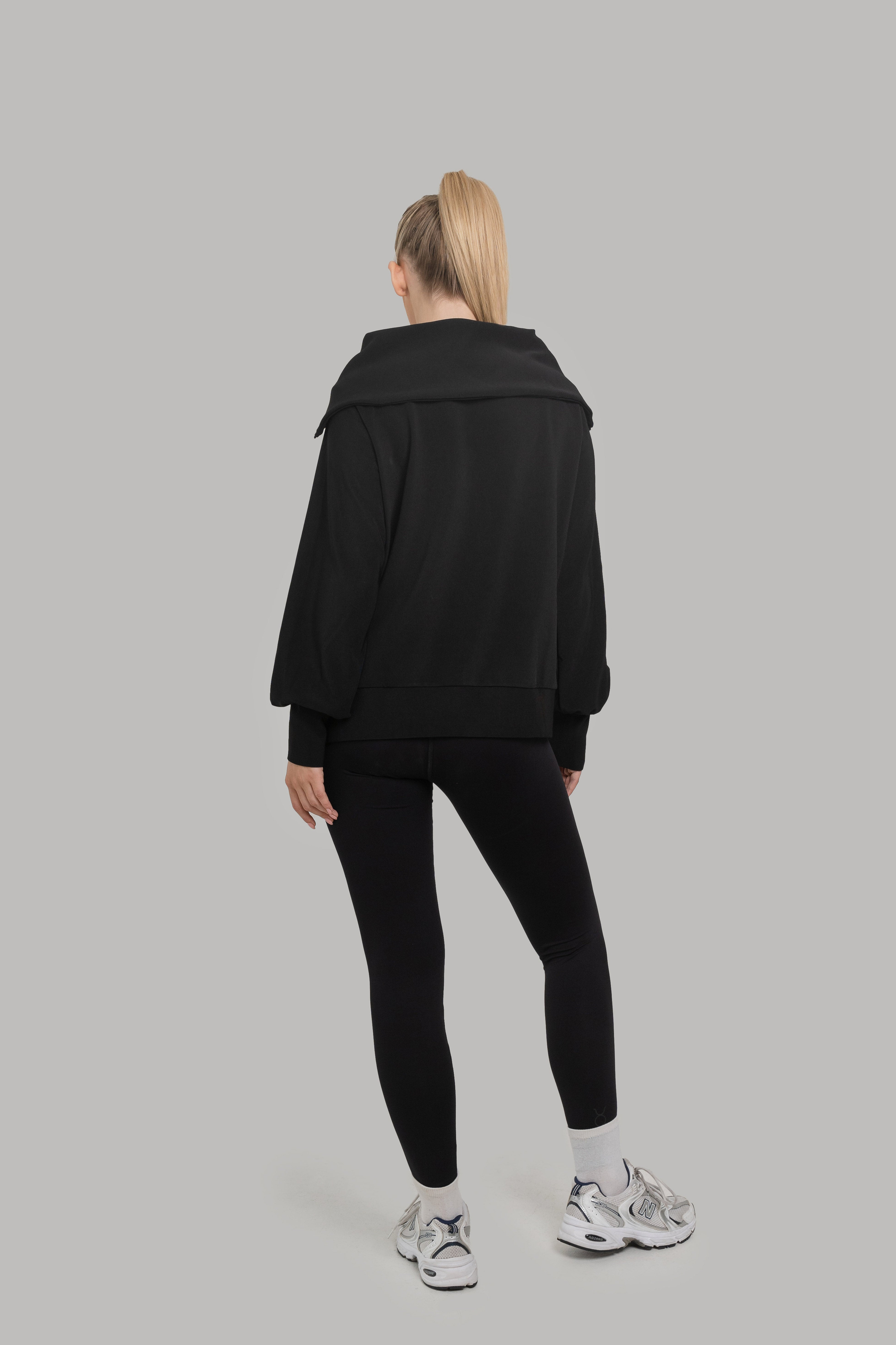 Lyra Long Half Zip Sweater Black