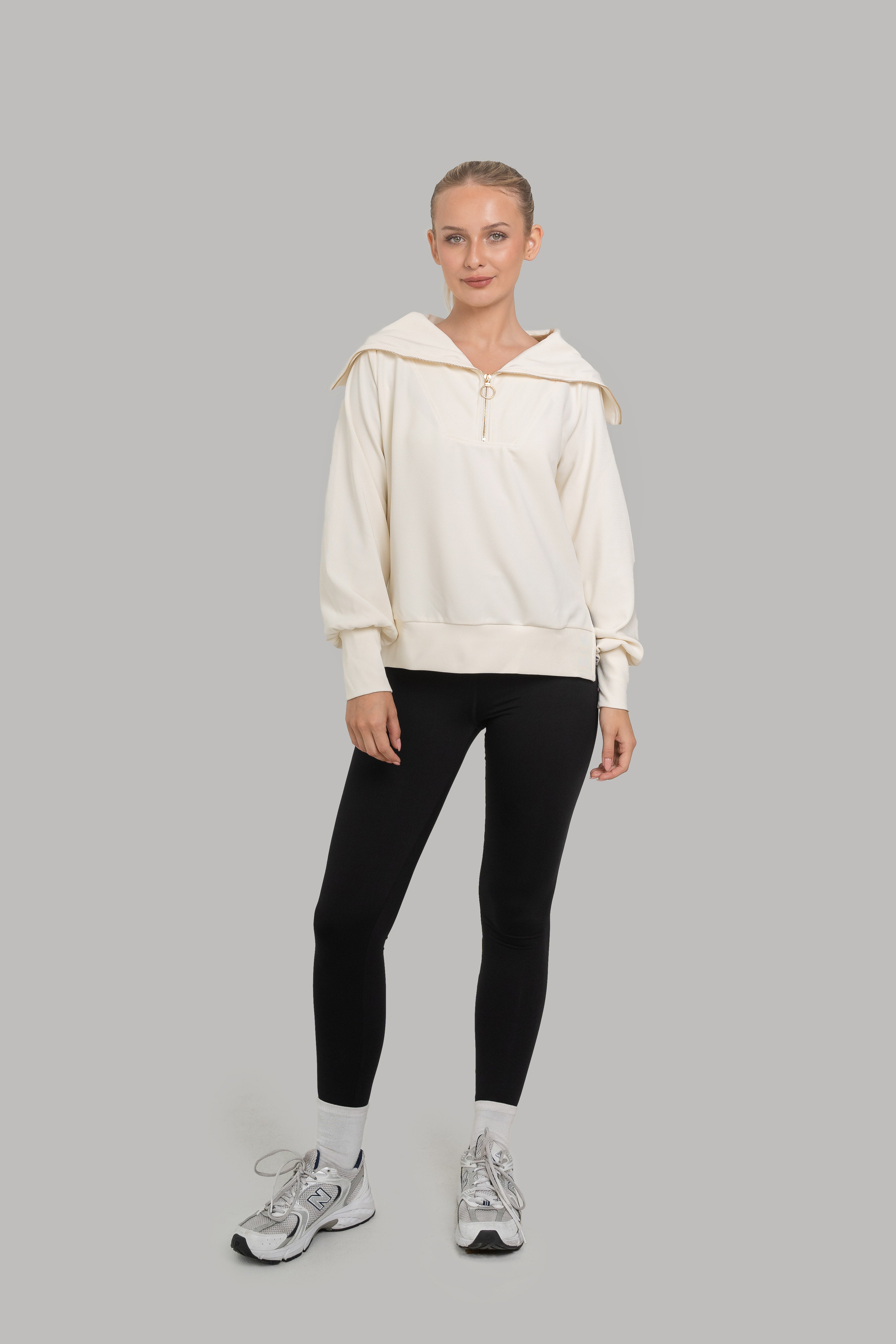 Lyra Long Half Zip Sweater Cream