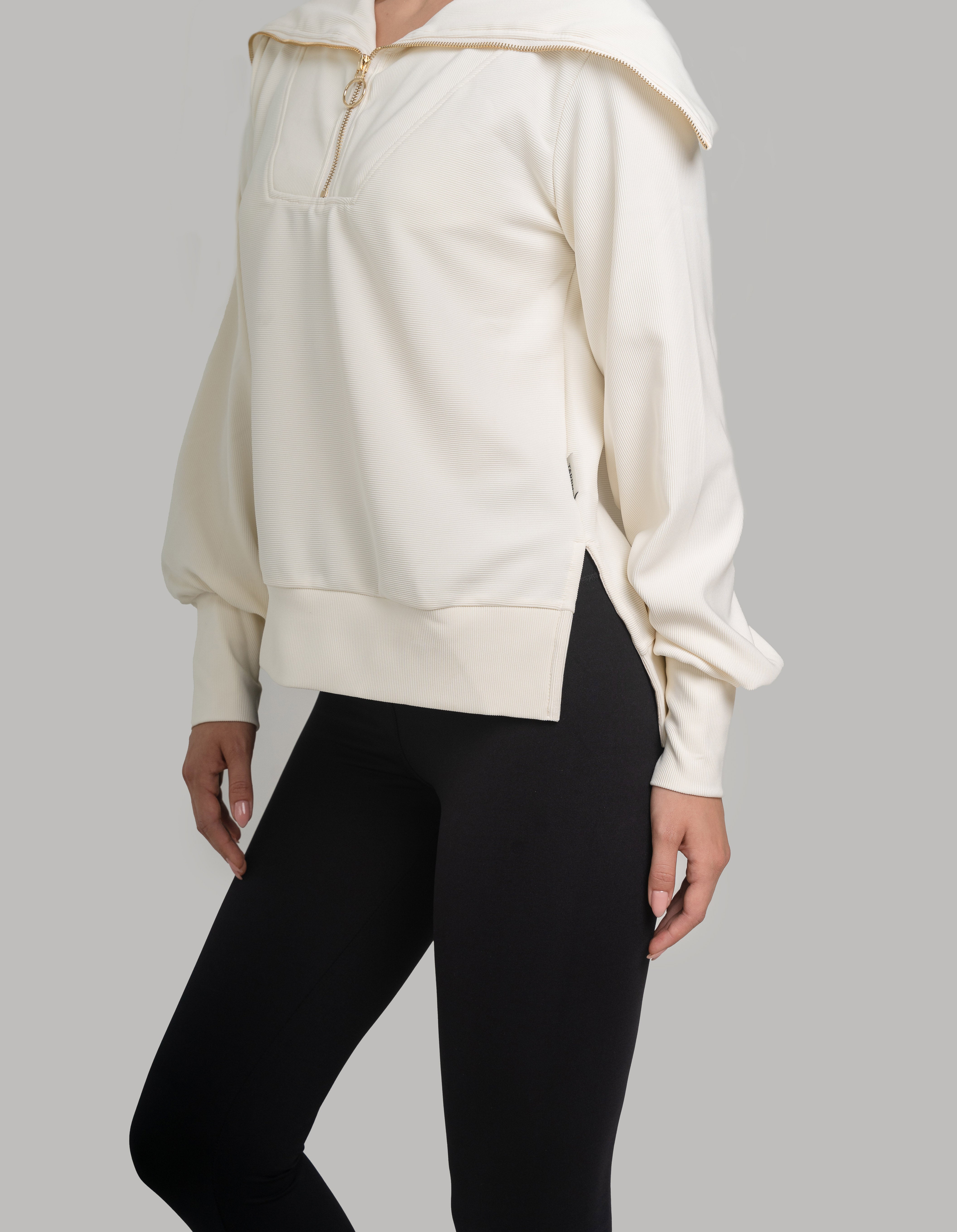 Lyra Long Half Zip Sweater Cream