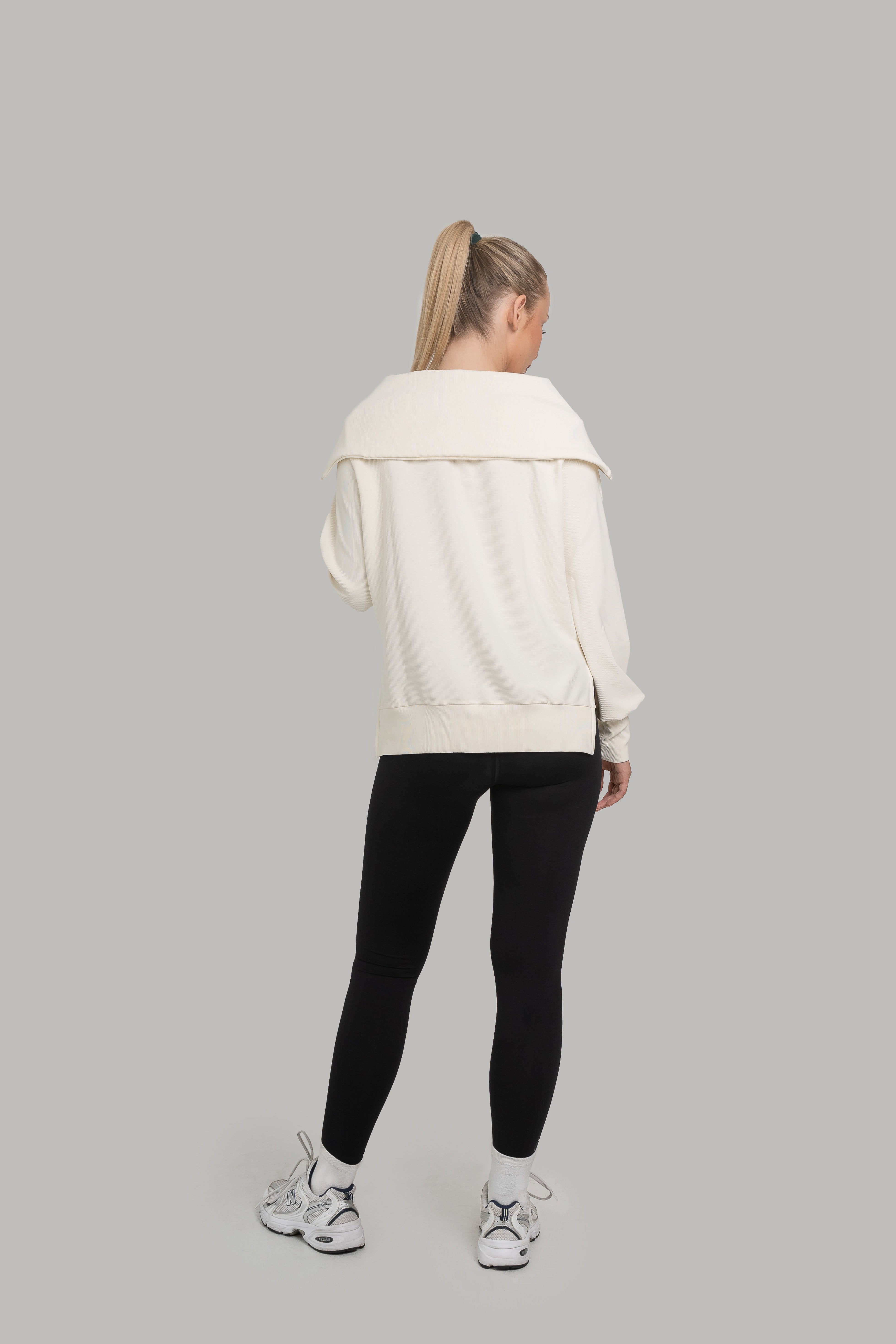 Lyra Long Half Zip Sweater Cream