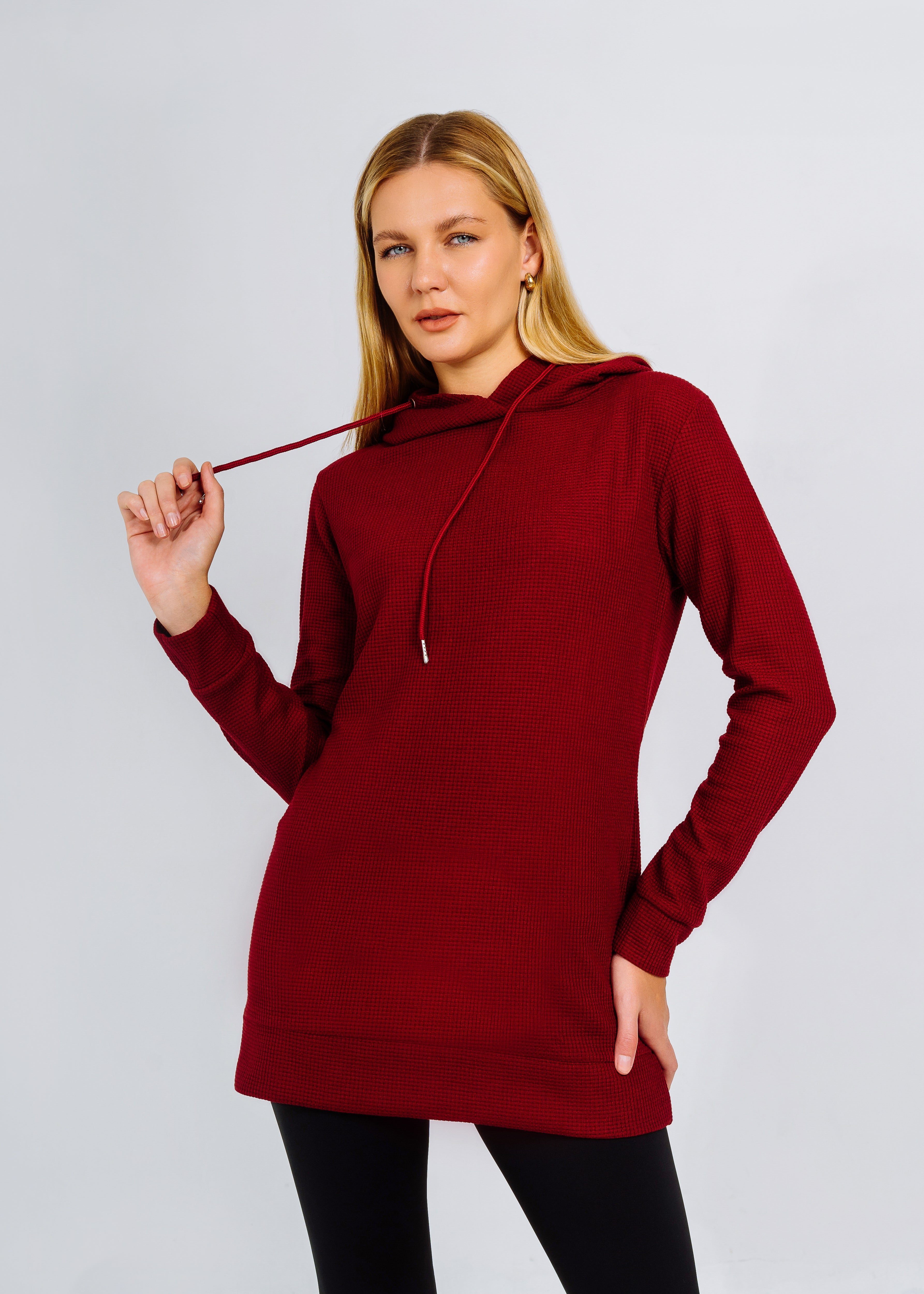 RAVEN WOOLEN HOODY DARK CHERRY