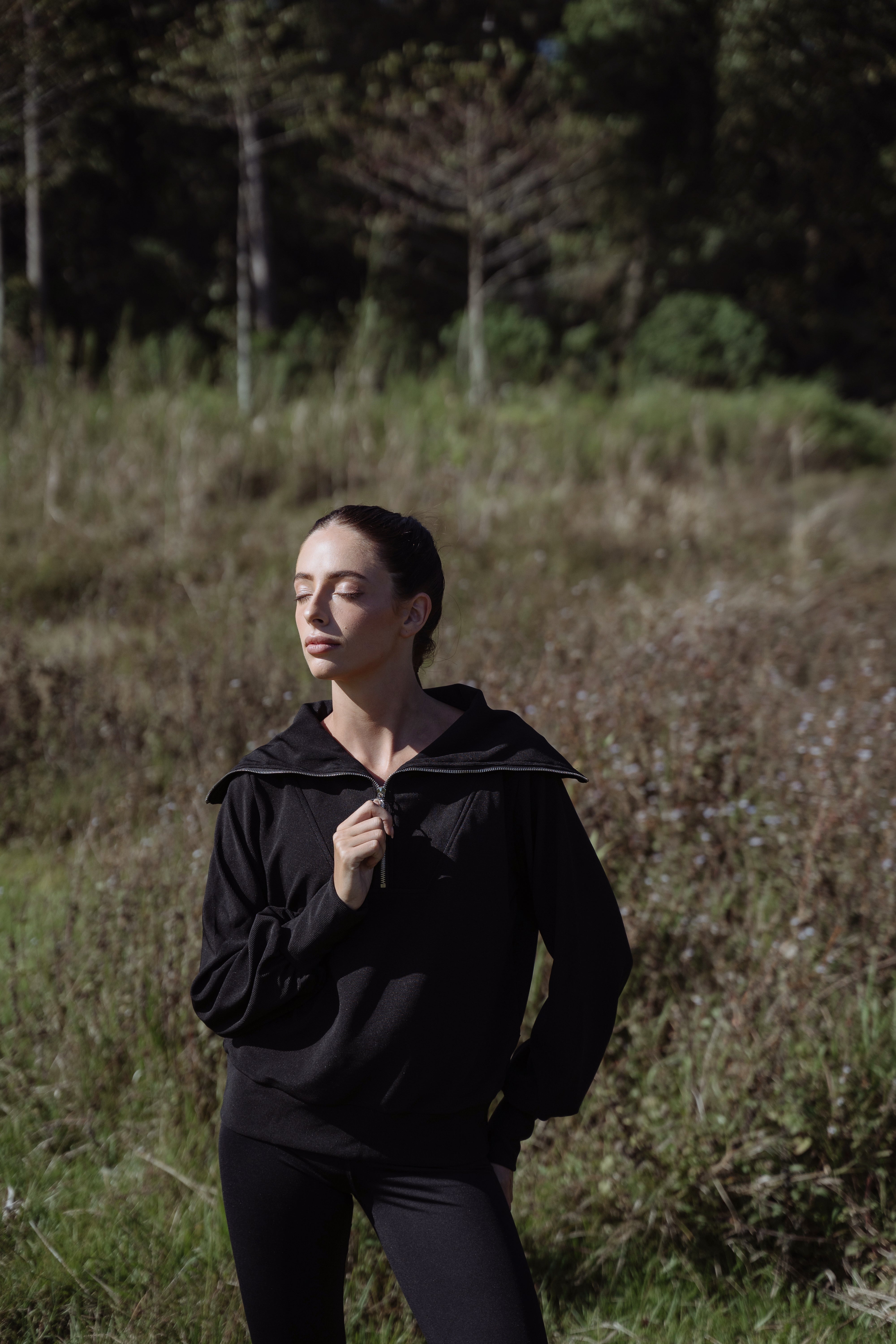 Lyra Long Half Zip Sweater Black