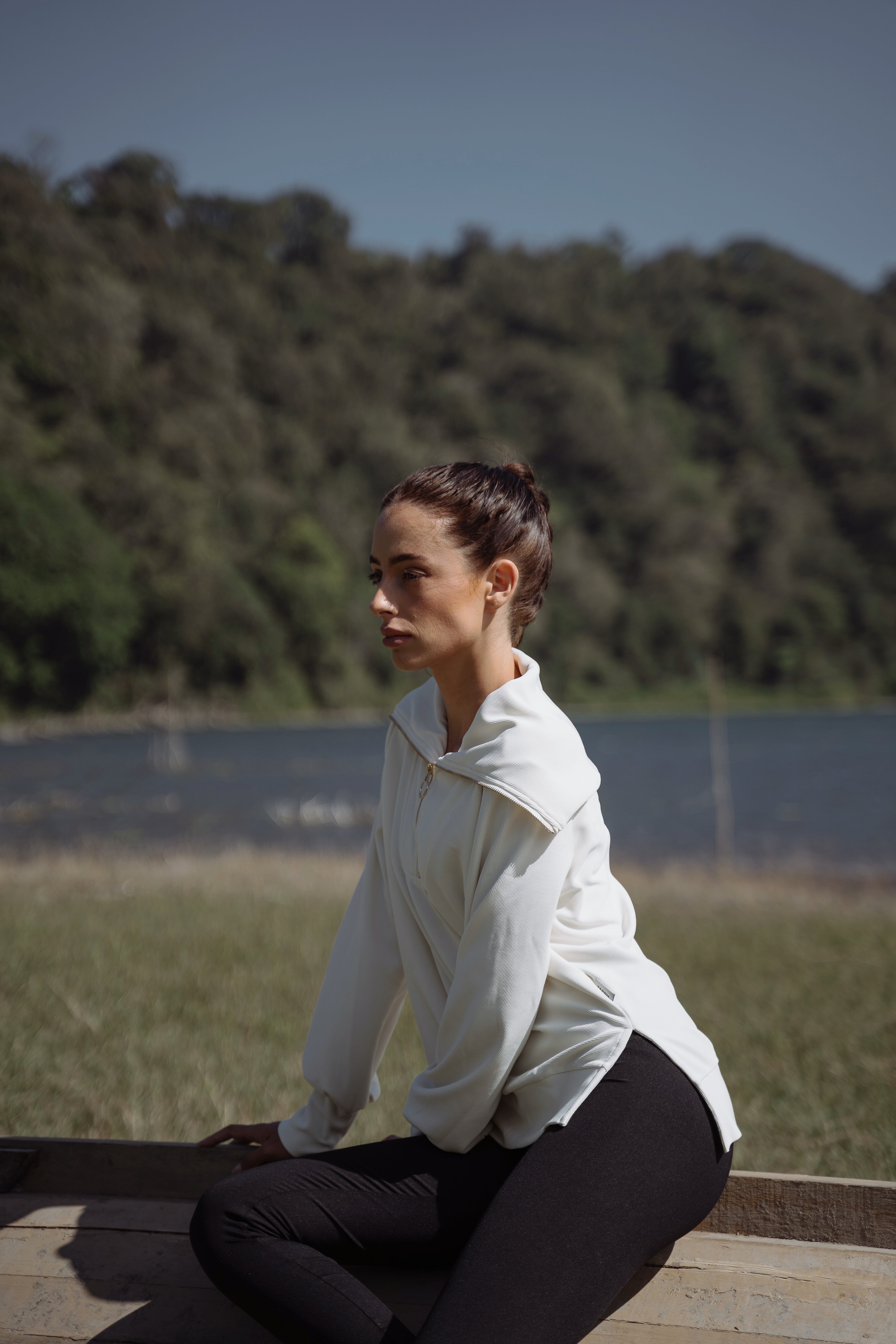 Lyra Long Half Zip Sweater Cream