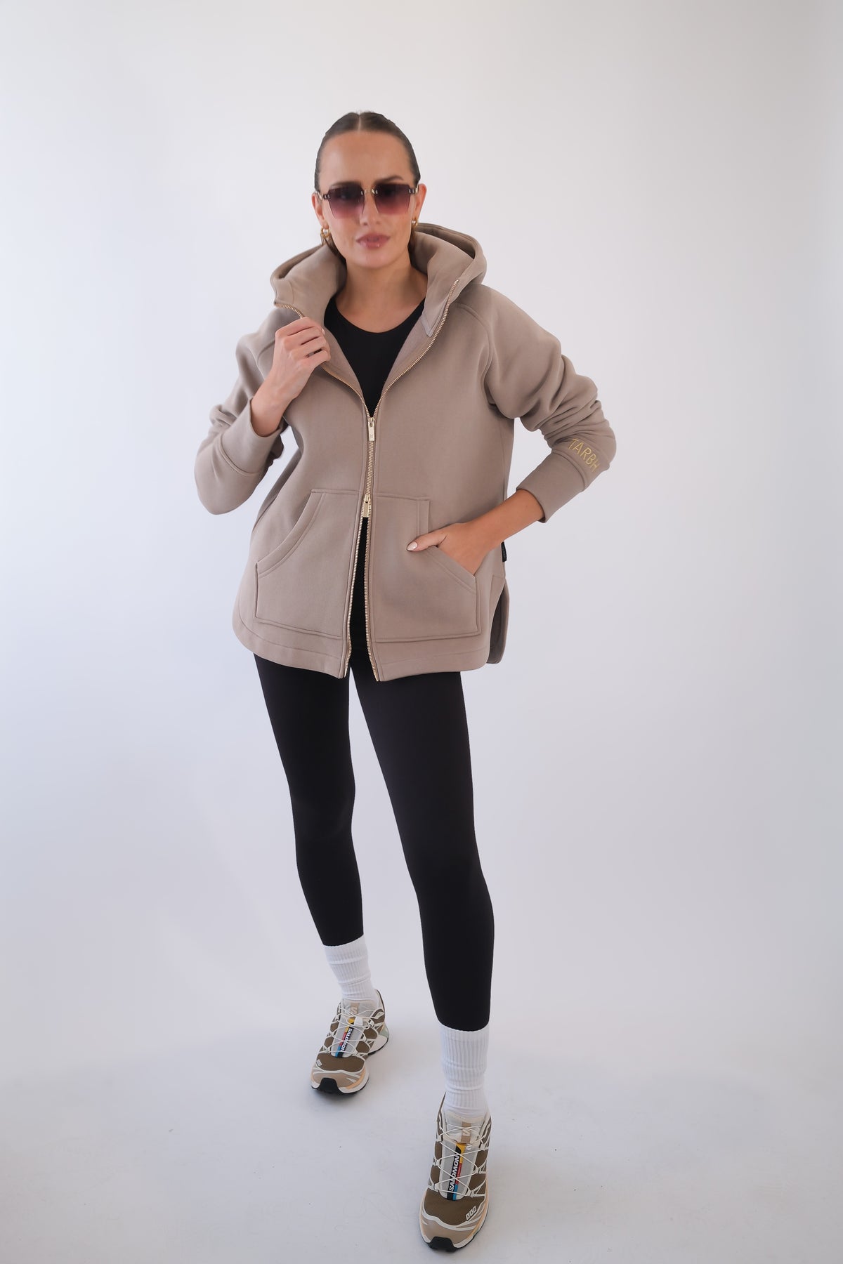 LENI FULL ZIP HOODIE TAUPE