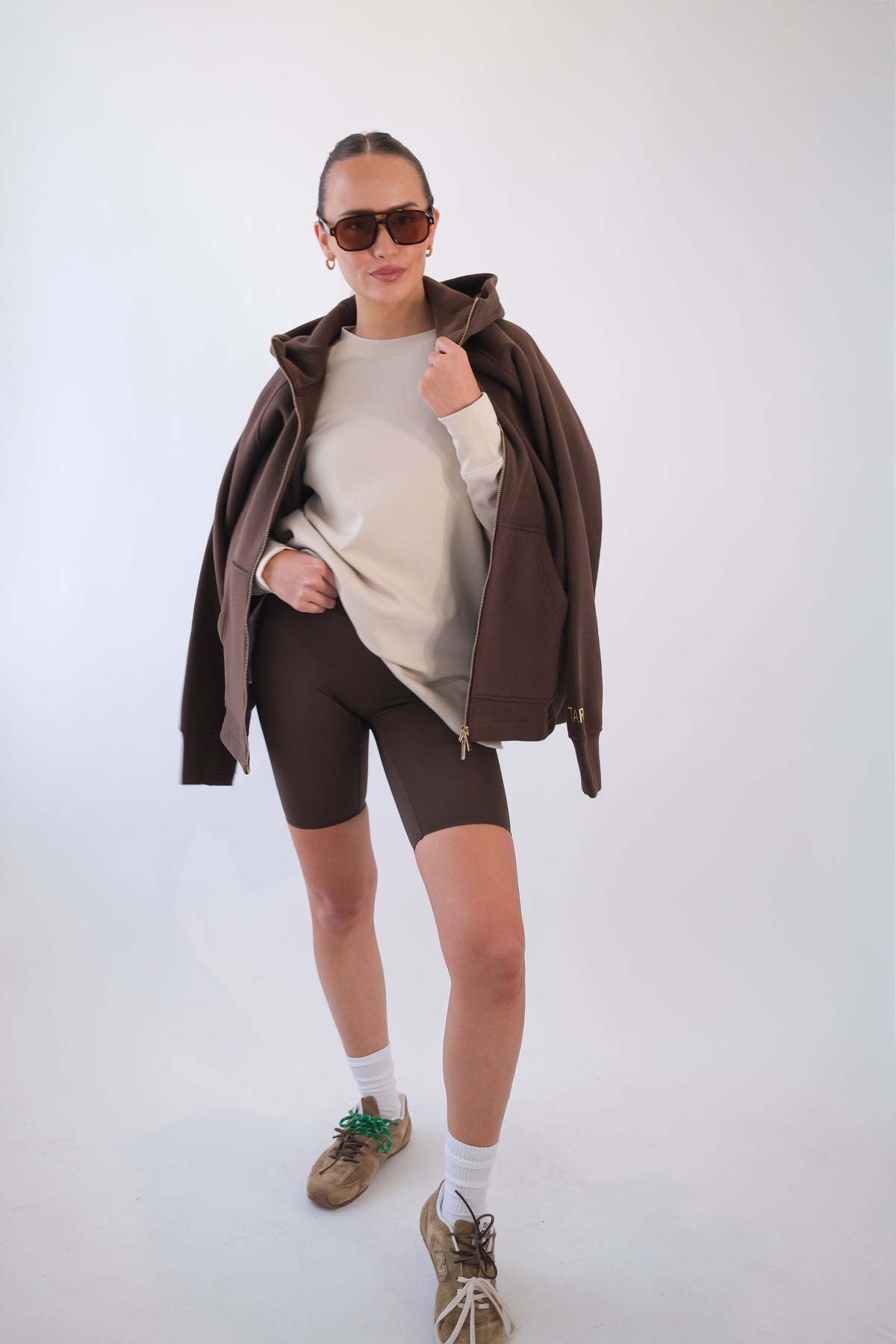 LENI FULL ZIP HOODIE BROWN