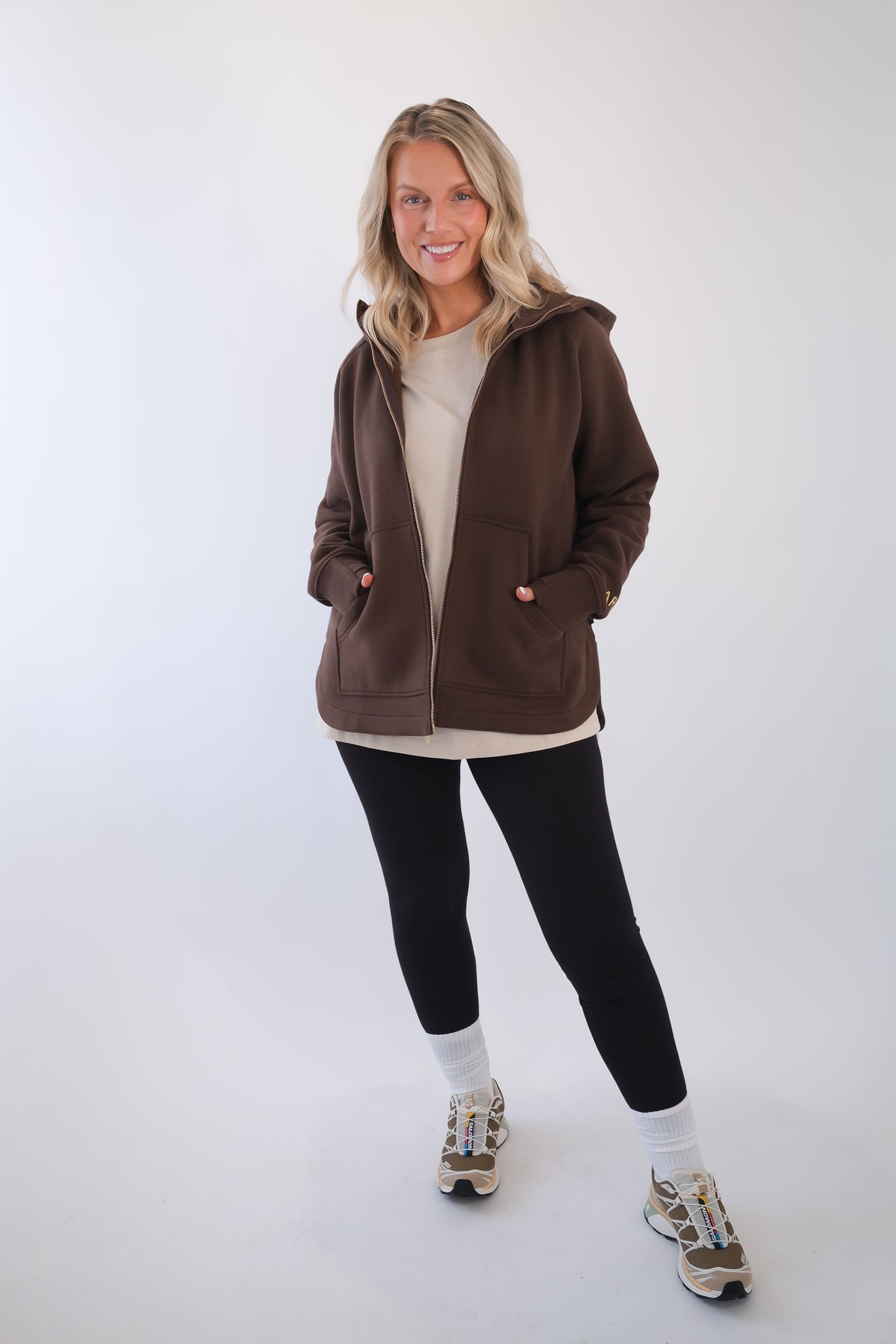 LENI FULL ZIP HOODIE BROWN