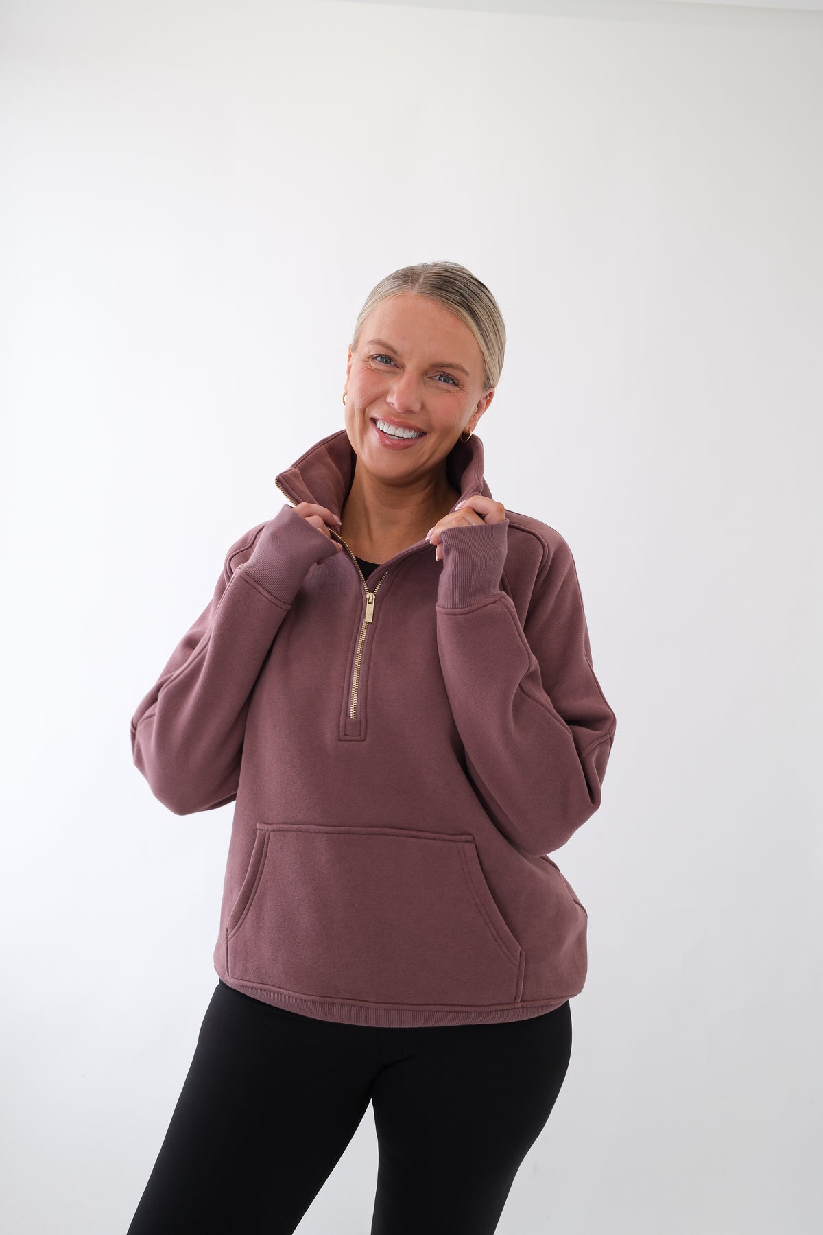 INDIE HALF ZIP MAUVE