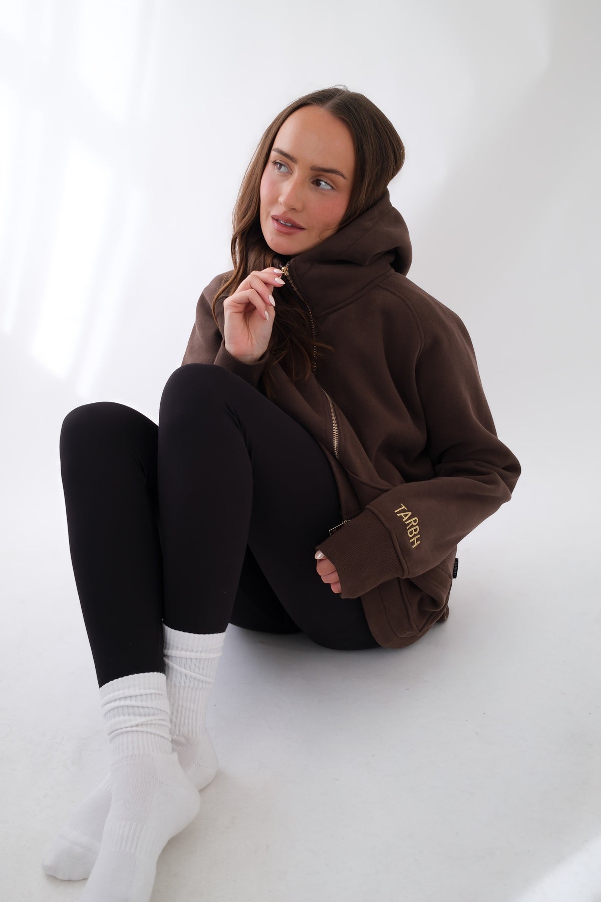 LENI FULL ZIP HOODIE BROWN