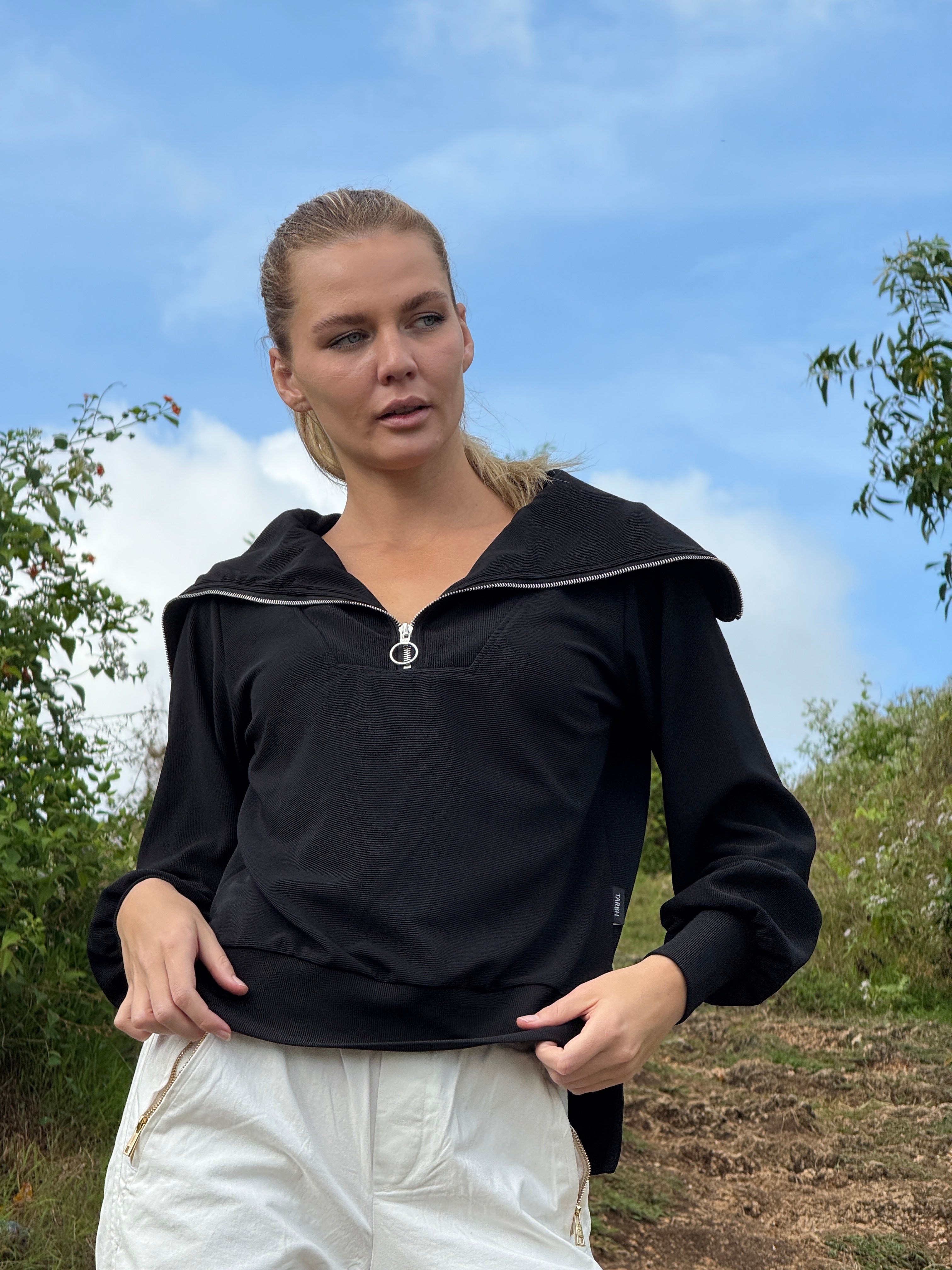 Amara Half Zip Sweater Black