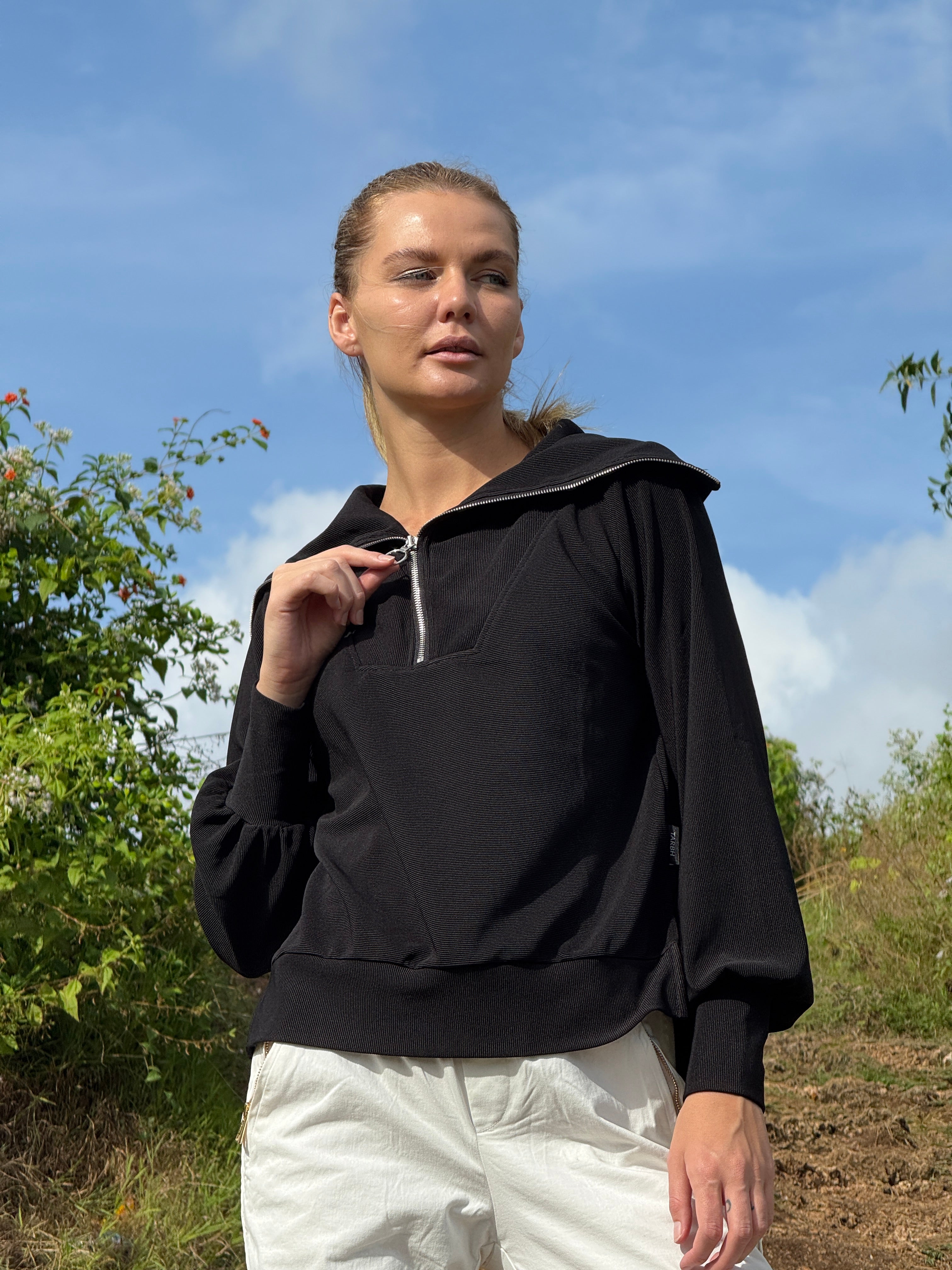 Amara Half Zip Sweater Black