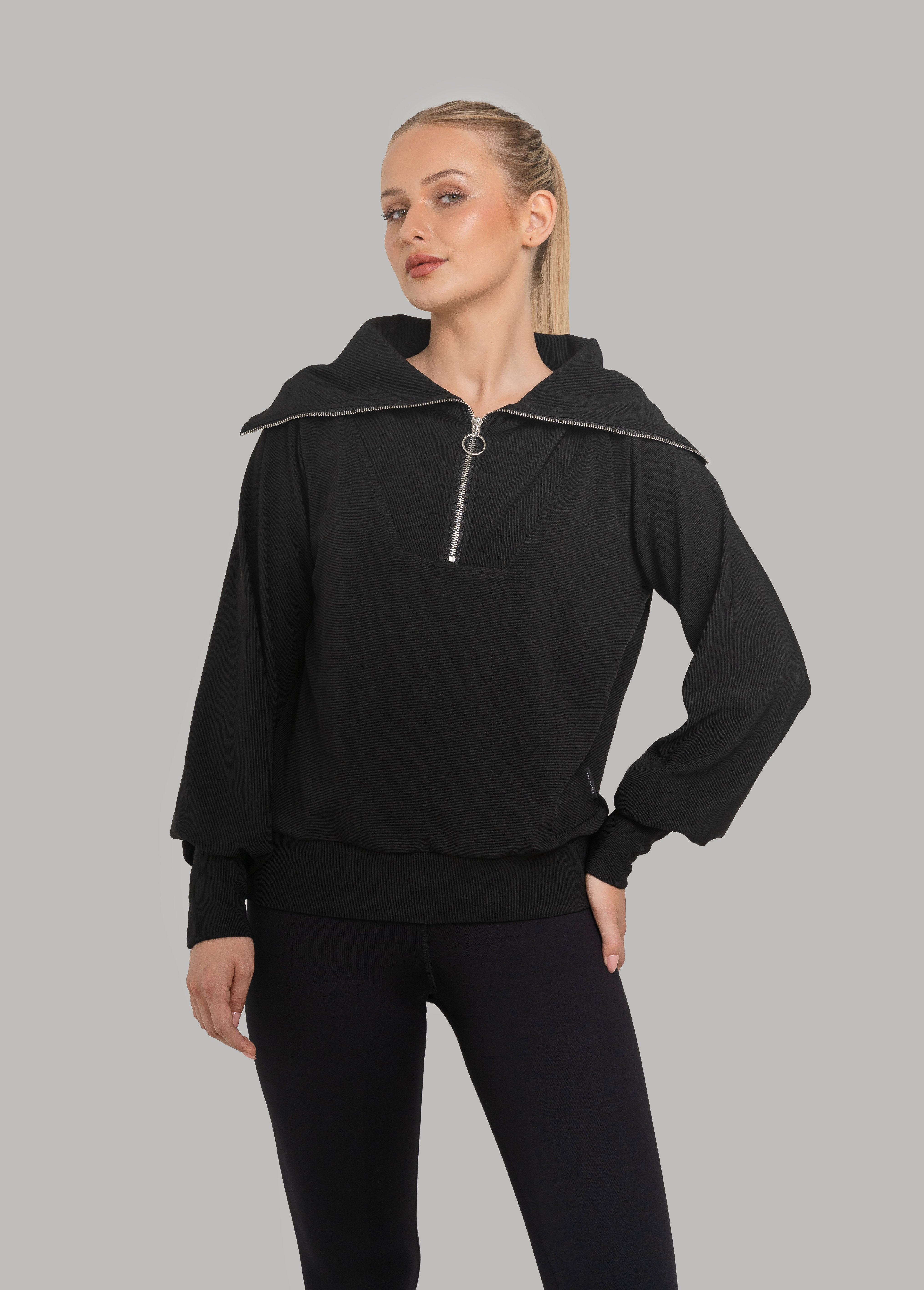 Amara Half Zip Sweater Black