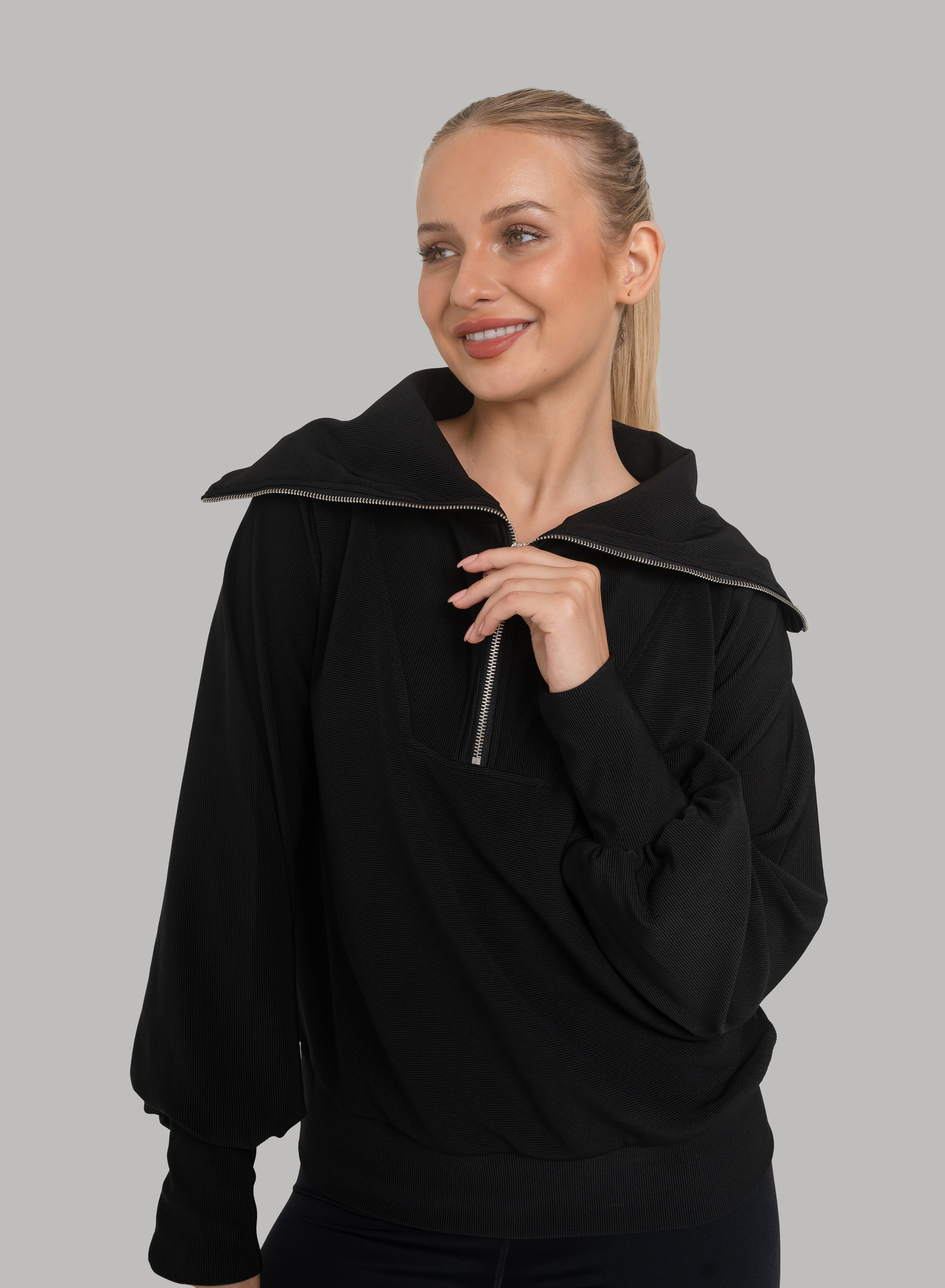 Amara Half Zip Sweater Black