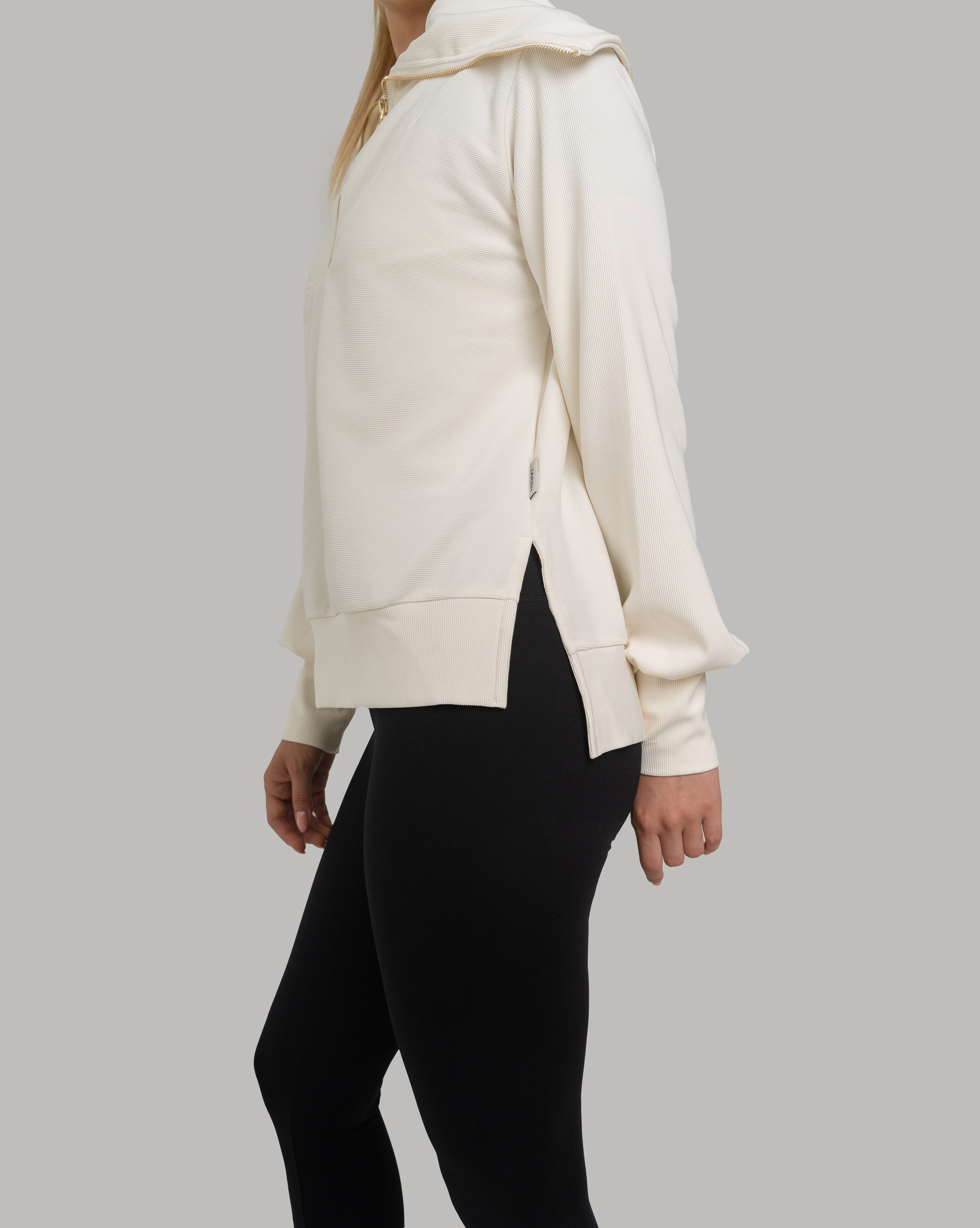 Lyra Long Half Zip Sweater Cream