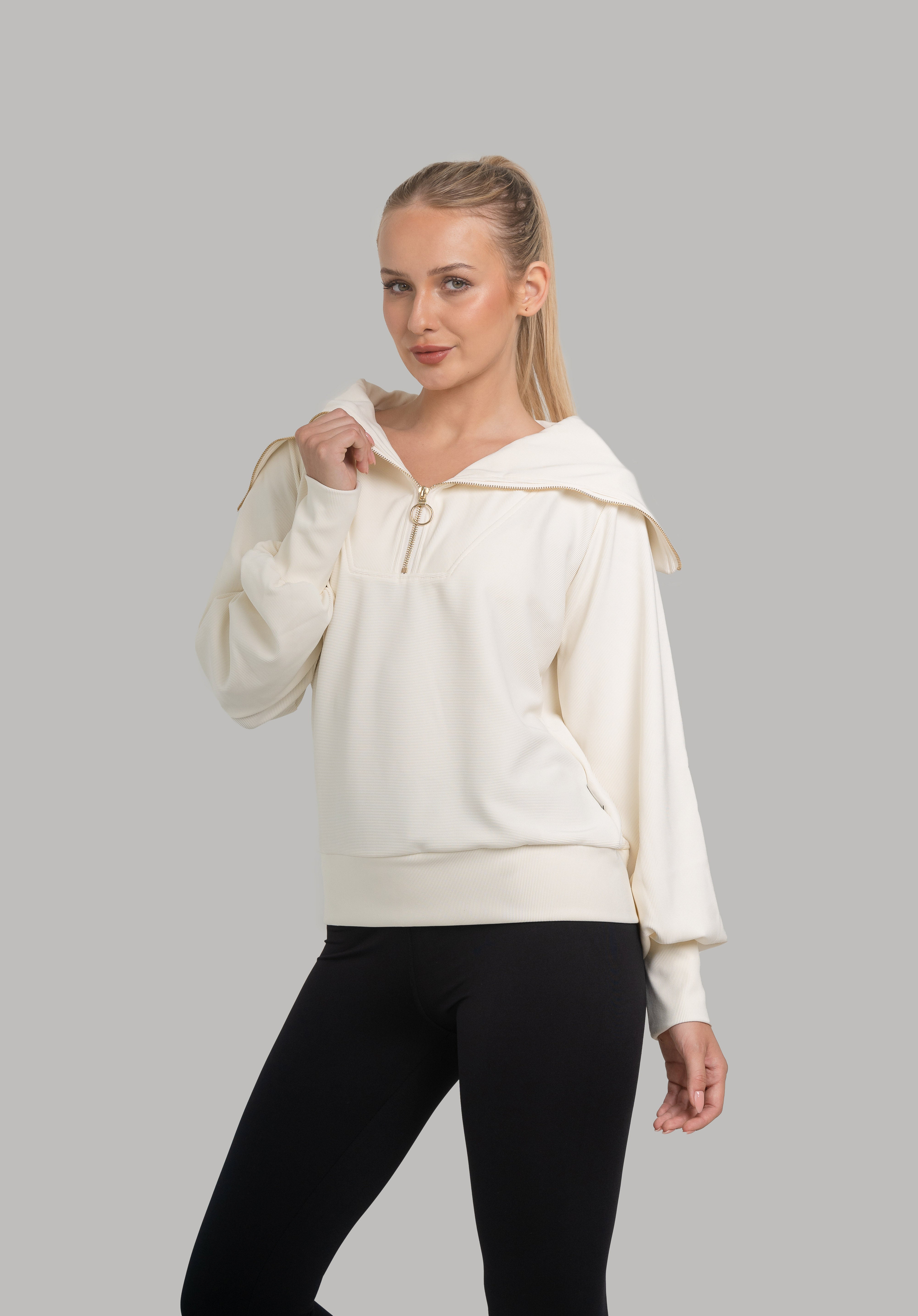 Amara Half Zip Sweater Cream