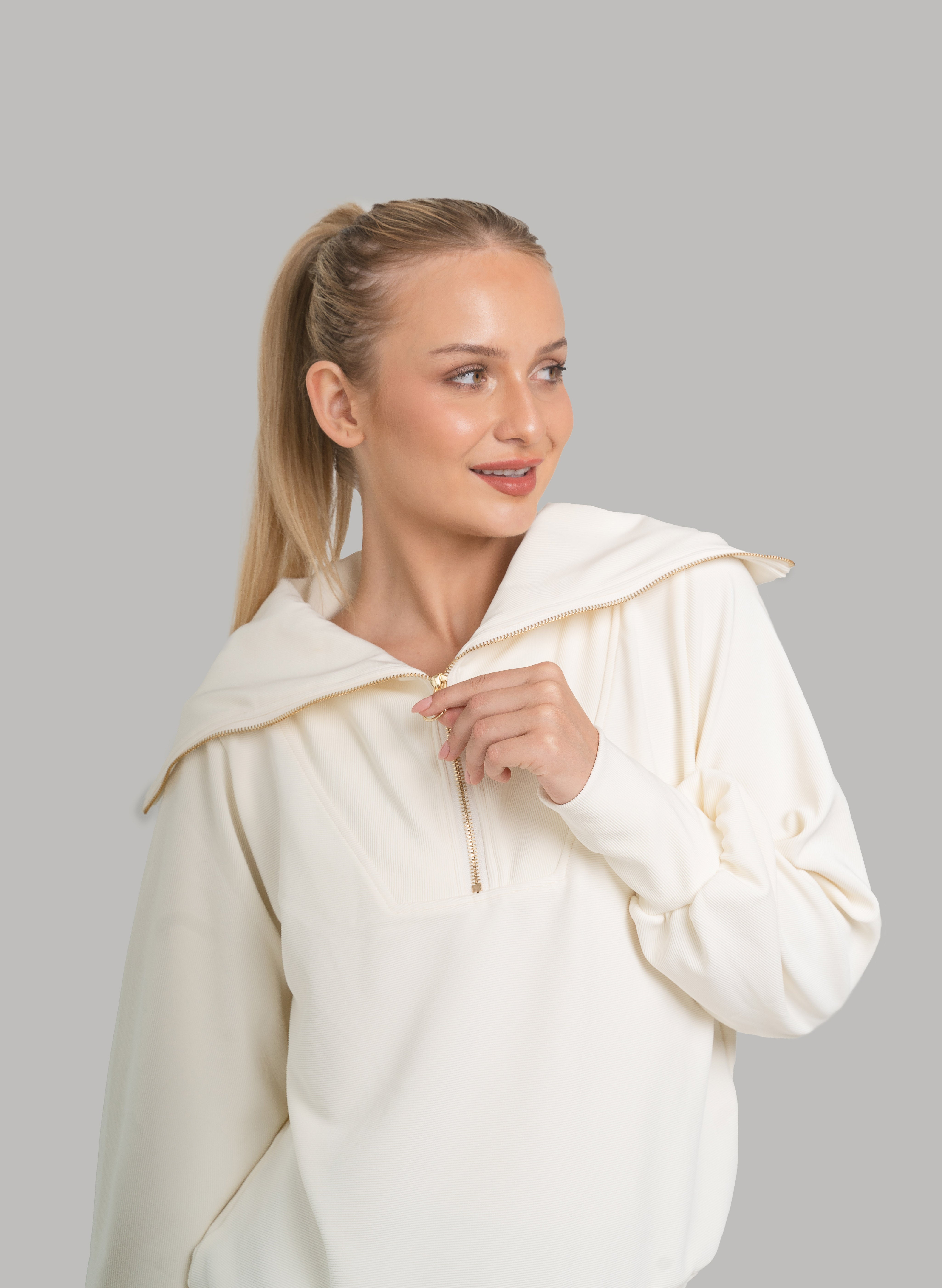 Amara Half Zip Sweater Cream