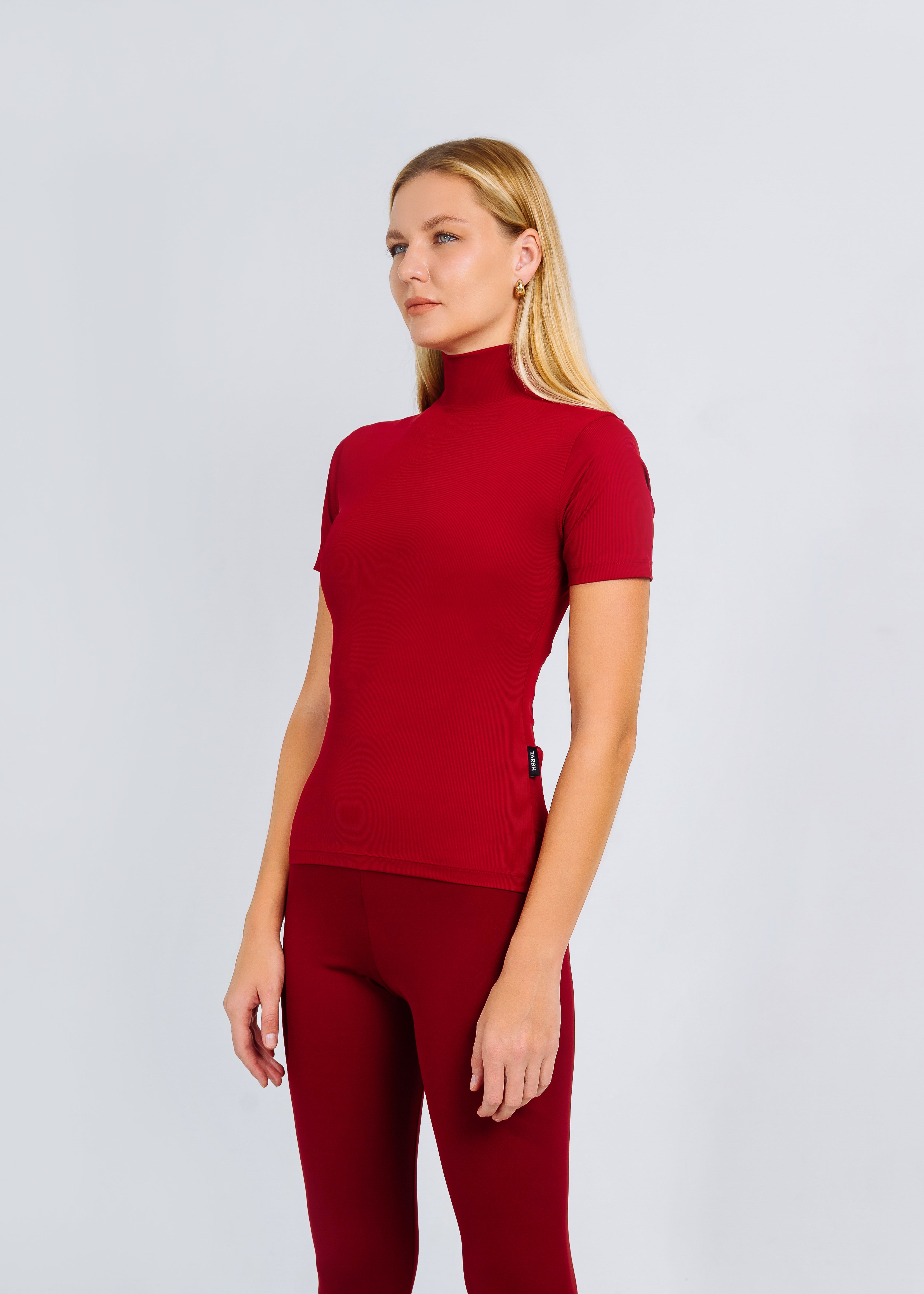 SWAN TURTLE NECK TOP DARK CHERRY